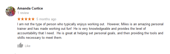 5 star rating review about forge fitness studio experience